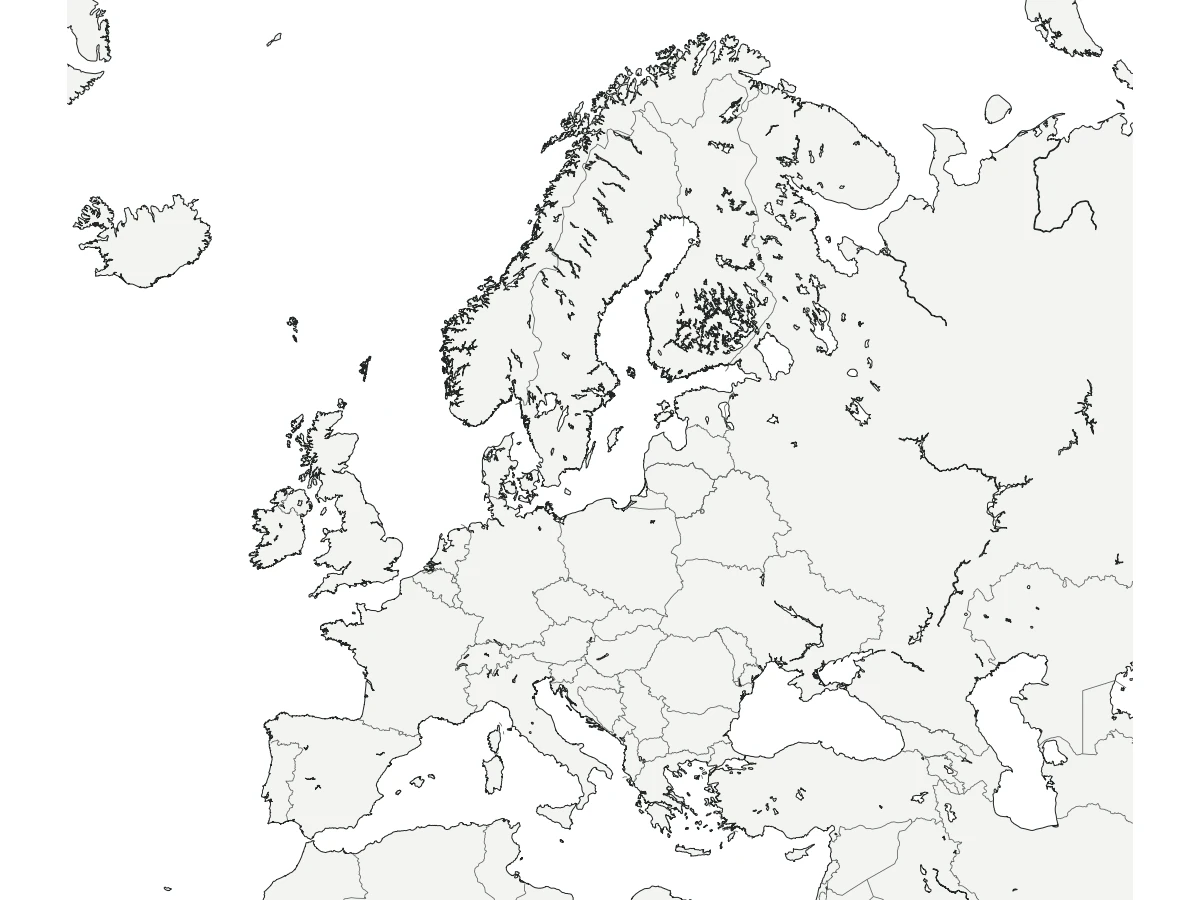Czarno-biała mapa Europy